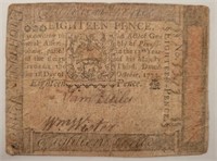 1773 Eighteen Pence Note