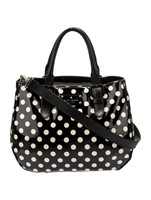 Kate Spade Black Leather Polka Dot Top Handle Bag
