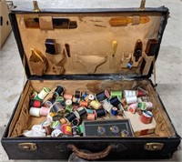 Antique Briefcase w/ Bakelite Sundries and Sewing