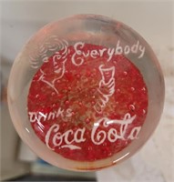 Coca-Cola Glass Paperweight Advertising Piece