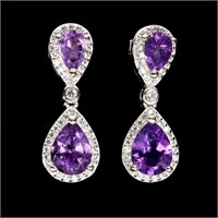 Pear Amethyst 8x6mm Simulated Cz Gemstone 925 Ster