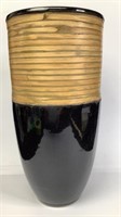 Black & Bamboo Look Ceramic Vase