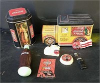 Coca Cola Tins, Magnets, Spinning Top Toy