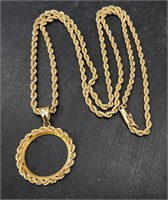 14KP Plum Gold Necklace & Coin Holder Pendant