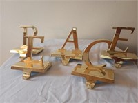 Peace Brass Tone Stocking Holders