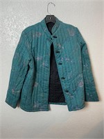 Vintage Jan Woods Quilted Cherry Blossom Jacket