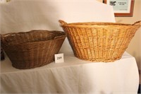 2 WICKER LAUNDRY BASKETS