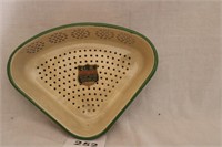 NEW/OLD STOCK CREAM & GREEN ENAMELWARE STRAINER