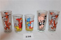 5 PEPSI CHARACTER GLASSES