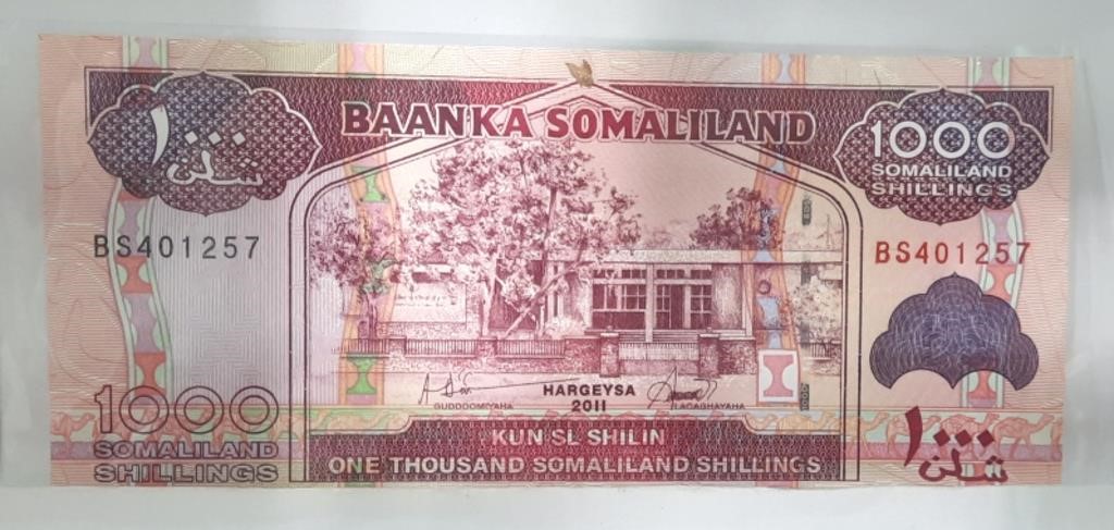 Rare 1000 Shillings 2011 Somaliland UNC Note