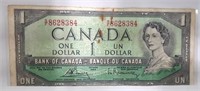 Bank of Canada 1954 1 Dollar Banknote
