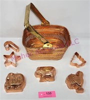 Copper Basket, Jello Molds, Cookie Cutters