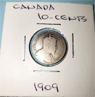 1909 LOW MINTAGE 10 CENT CANADA SILVER COIN
