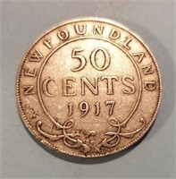 1917 NEWFOUNDLAND CANADA SILVER 50 CENTS