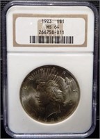 1923 MS64 Peace Silver Dollar