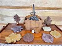 Home decor leaf coasters and coat hangers with