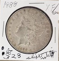 1888 Morgan Silver Dollar slight rotation XF/AU