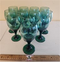 12 Green Wine Glasses