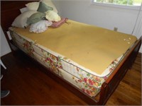 Twin Size Antique Wood Bed Frame Only