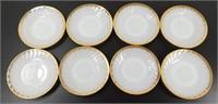 ** (8) 6 inch Fire King Gold Rim Plates