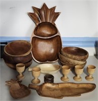 Estate Lot of Wood Bowls Trays More