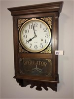 Vintage Regulator Wall Clock & Key
