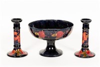 Moorcroft Pomegranate Bowl and Candlesticks