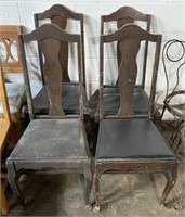 (H) 4 Antique Dining Chairs 41”