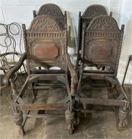 (H) 4 Antique Dining Chairs No Seats (bidding on