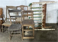 (H) Vintage Chairs and Twin Size Bed Frame