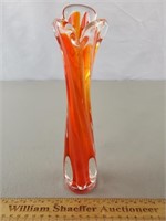 Tilso Amberina Glass Swung Vase 9 & 1/2" H