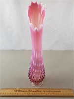 Fenton Pink Hobnail Glass Swung Vase 14" H
