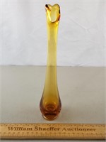 LE Smith Amber Glass Swung Vase 10 & 1/4" H
