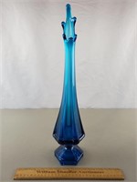 Viking Blue Glass Swung Vase 18 & 1/2" H