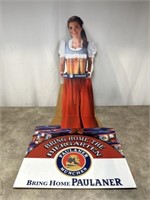 Paulaner Munchen St Pauli Beer girl cardboard