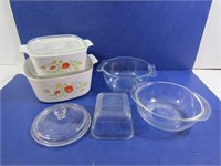 2 Corningware Baking Dishes(8",6"), 2 Pyrex Glass-