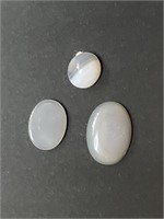 White Oval Agate Cabochons - (#3 Total)