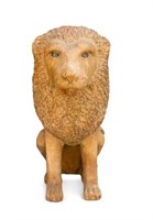 Large Carved Wooden Lion