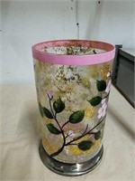 Decorative glass candle holder 10 in tall