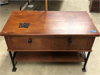 Single drawer table with iron legs