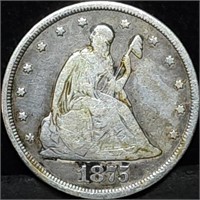 1875-CC Silver Twenty Cent Piece Seated Liberty