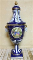 Monumental Classical Porcelain Lidded Vase.