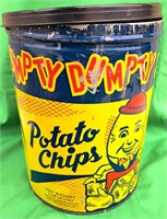 HUMPTY DUMPTY VINTAGE POTATO CHIP TIN 11" T