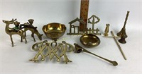 Brass- bells, deer, candle holder, cross, brass
