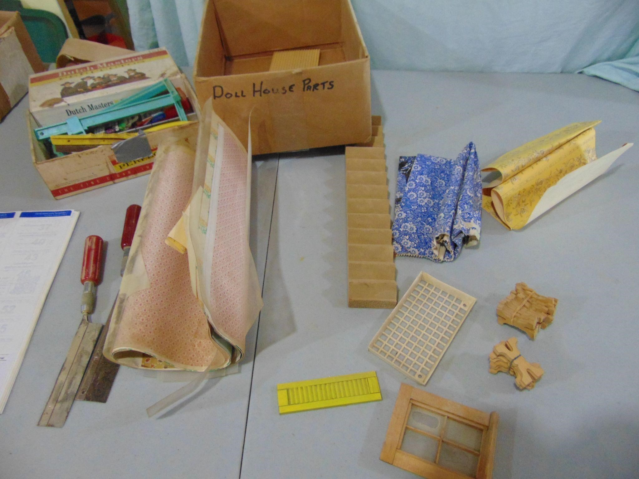 Large box of doll house pieces