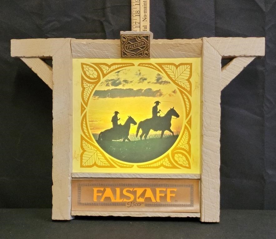 1970s Falstaff Beer Cowboy/Sunset Electric Sign