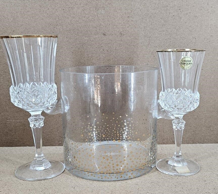 2pc Cristal d'arques France Glasses & Fitz Floyd