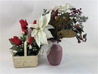 (2) Artificial Flower Foliage Bouquets