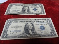 (2)1935D $1 Dollar Silver Certificates US banknote