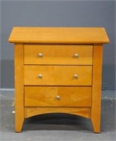 Solid Wood Night Stand Geometric Pattern On Front